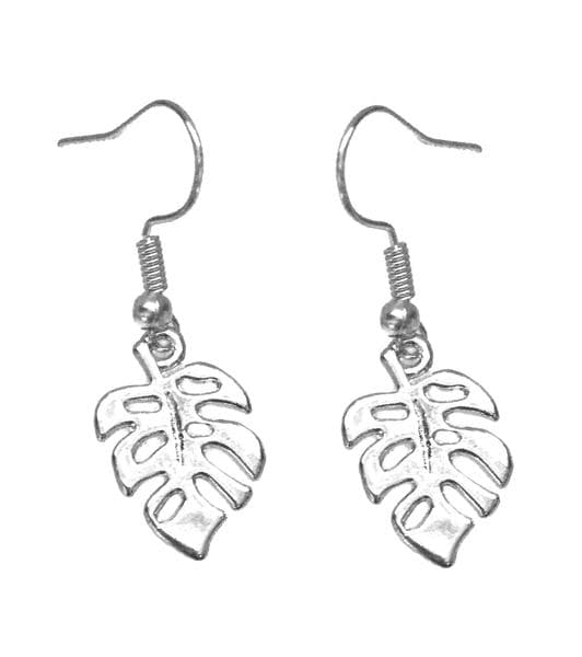 Halsband Örhängen Monstera Set Blad Leaf Kalla Rostfri kedja