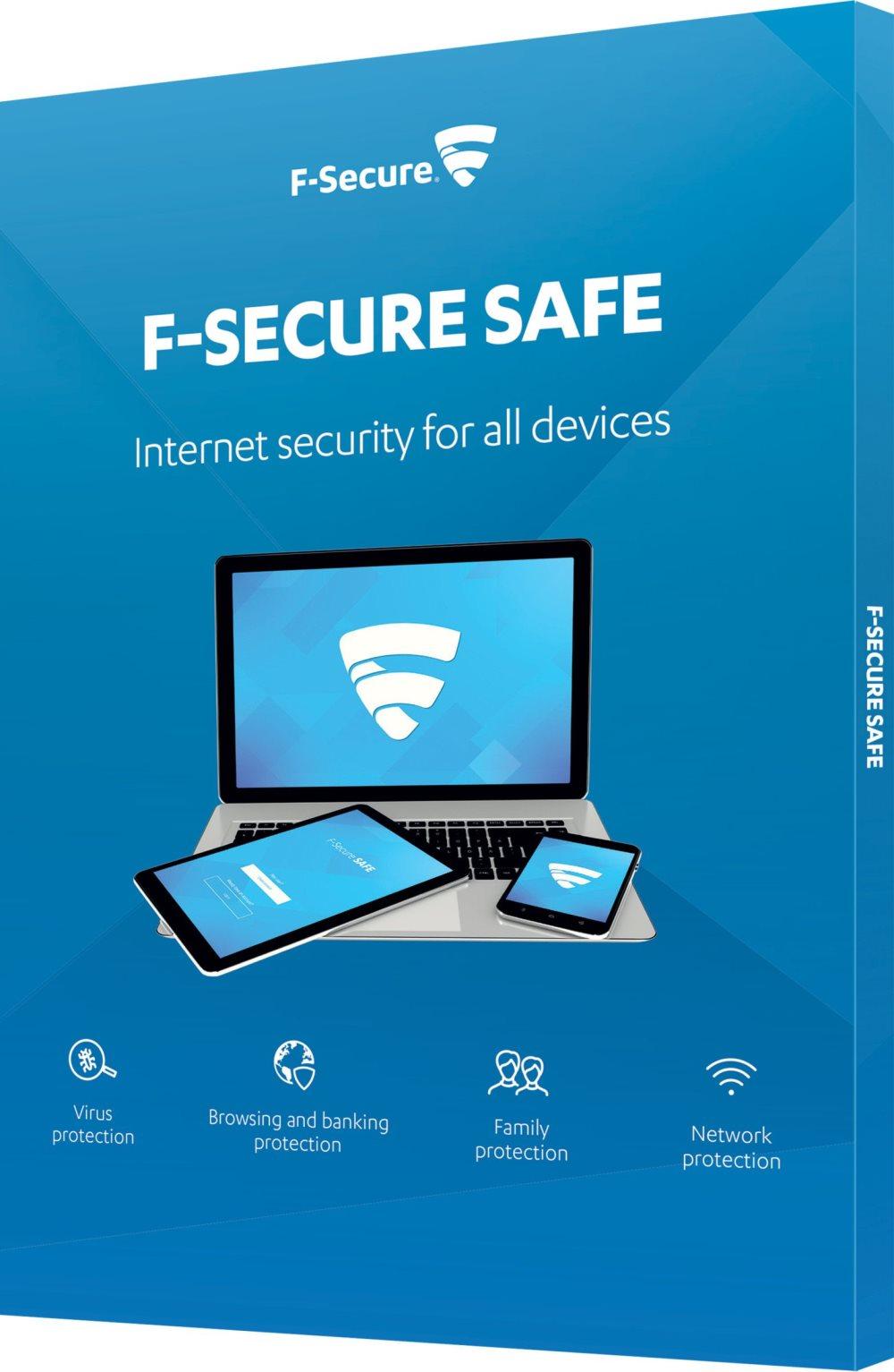 F-Secure 100-pack Safe 1år, 3 enheter, Licenskort