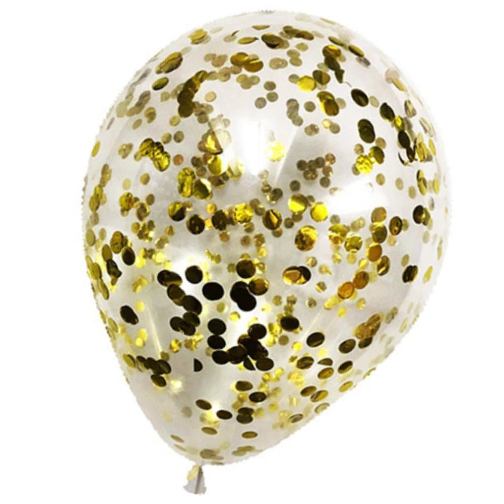 Ballonger 6-pack med konfetti i Guldfärg