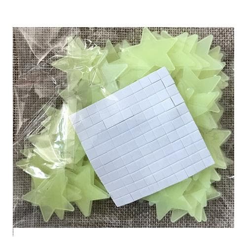 100-pack 3 cm Glow In The Dark Stars/Självlysande Stjärnor (ljusgul)