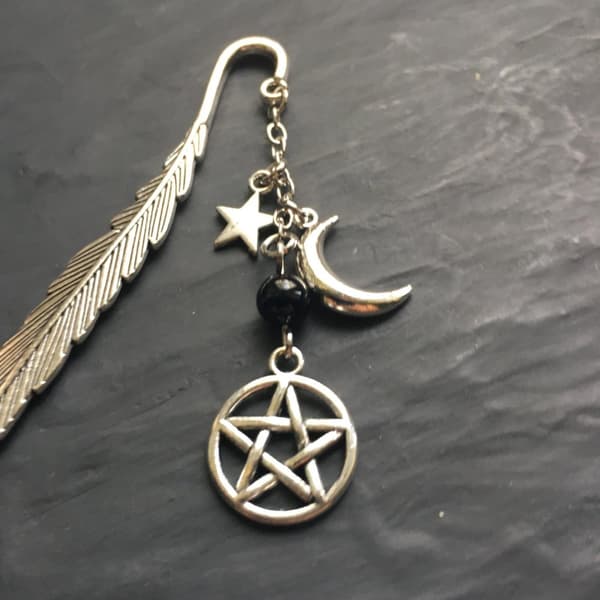 Bookmark - Feather - Crescent Moon - Star - Pentagram - Onyx
