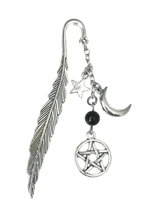 Bookmark - Feather - Crescent Moon - Star - Pentagram - Onyx