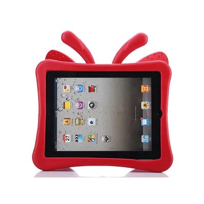 Fjärilsformat barnfodral till iPad 2/3/4, röd