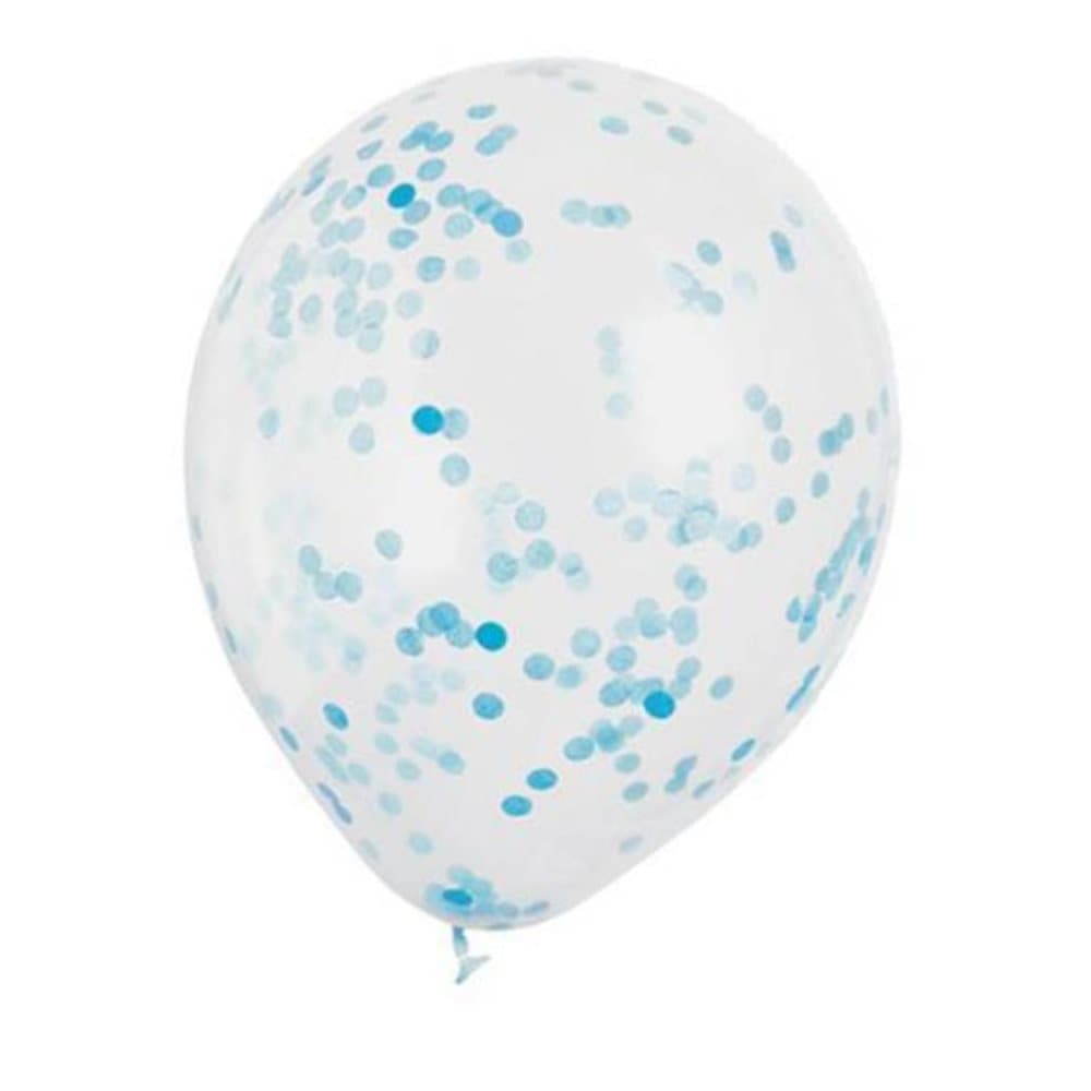 Konfettiballonger Baby blå konfetti 6-pack