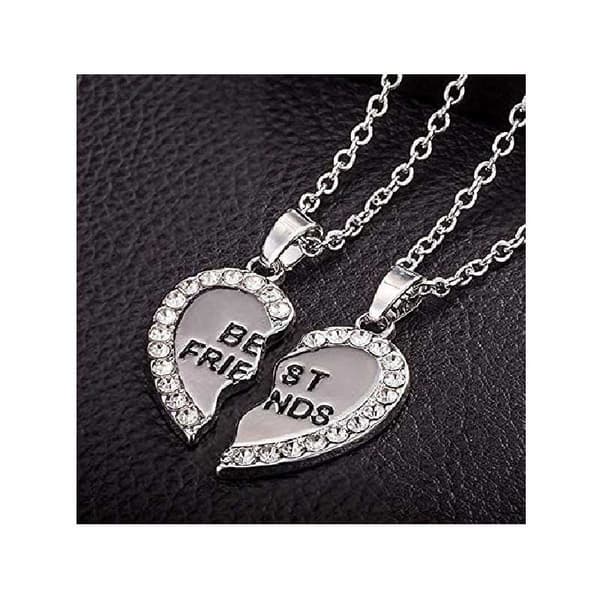 Halskæde Friendship Heart graveret Rhinestone