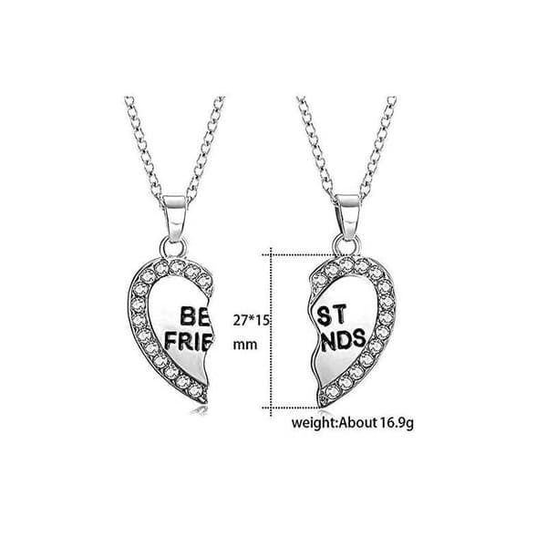 Halskæde Friendship Heart graveret Rhinestone