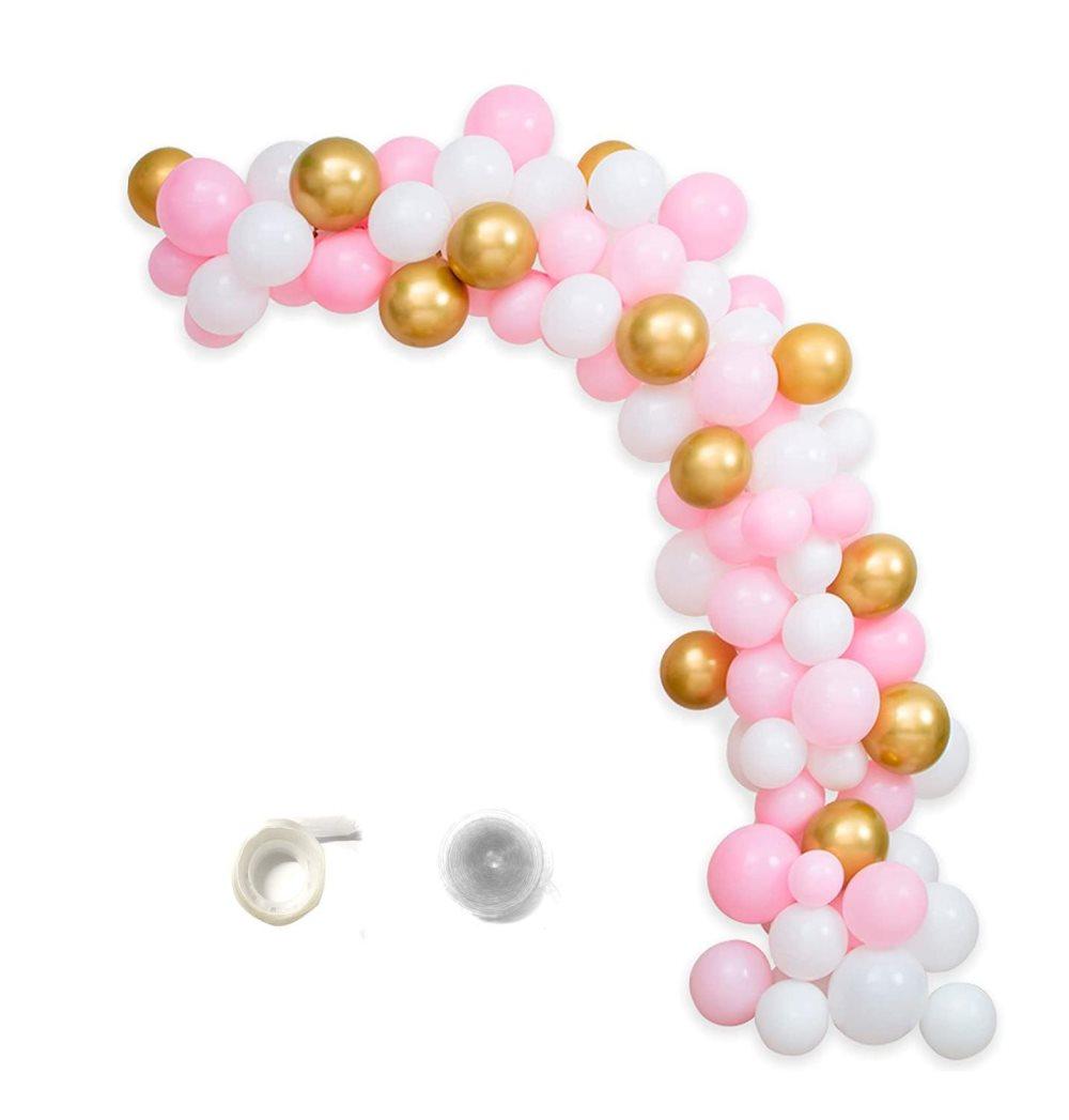 Sassier - DIY Ballongbåge Rosa och Guld 100 Ballonger