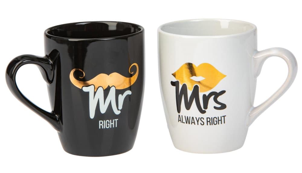 Muggset Mr & Mrs Always Right, Kaffemugg för hon och han