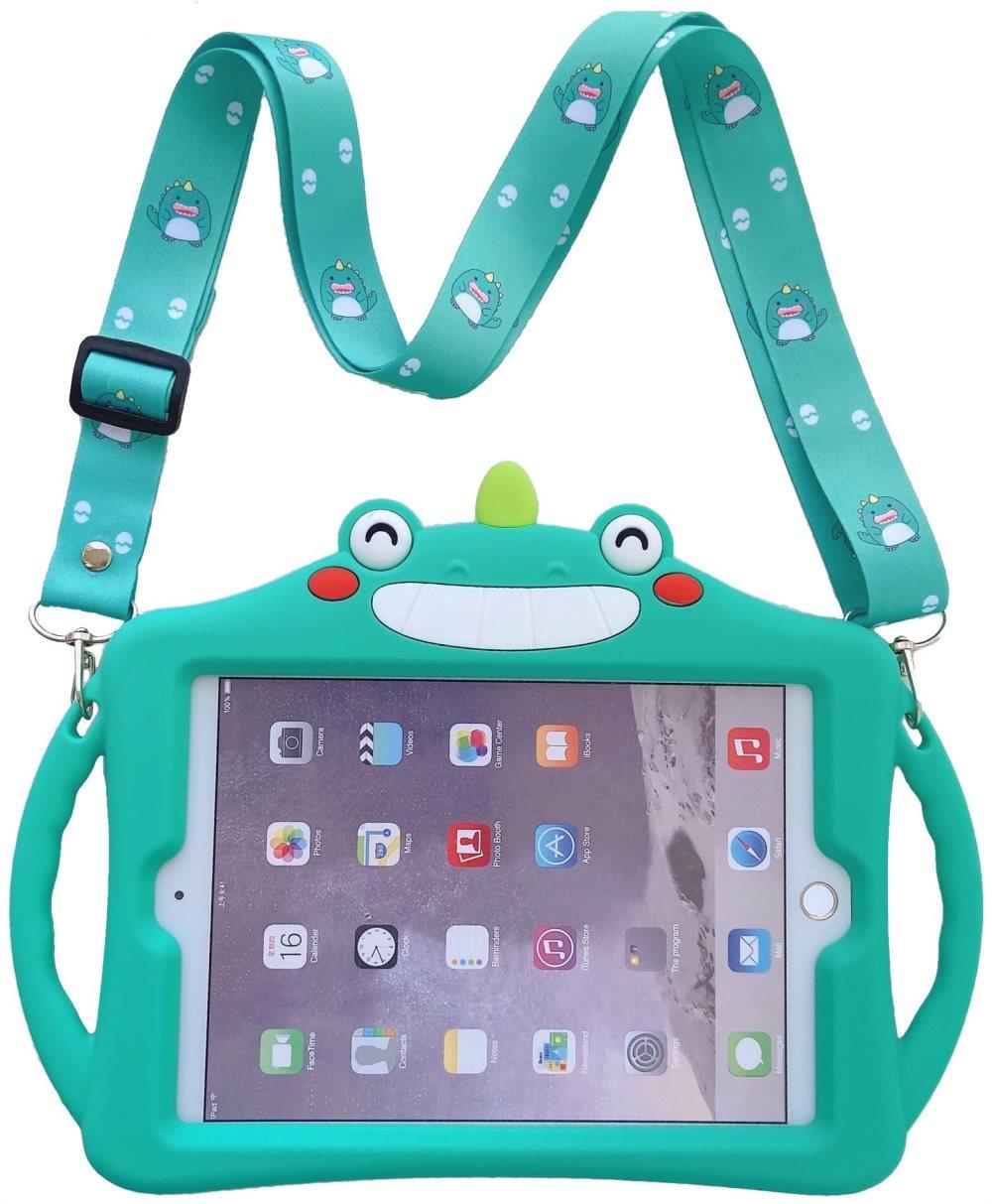 Trolsk Kids-deksel med stropp - Green Unicorn (iPad mini 5/4)
