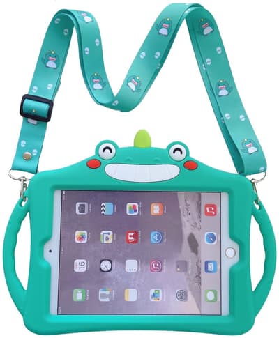 Trolsk Kids Case with strap - Green Unicorn (iPad 10,2)