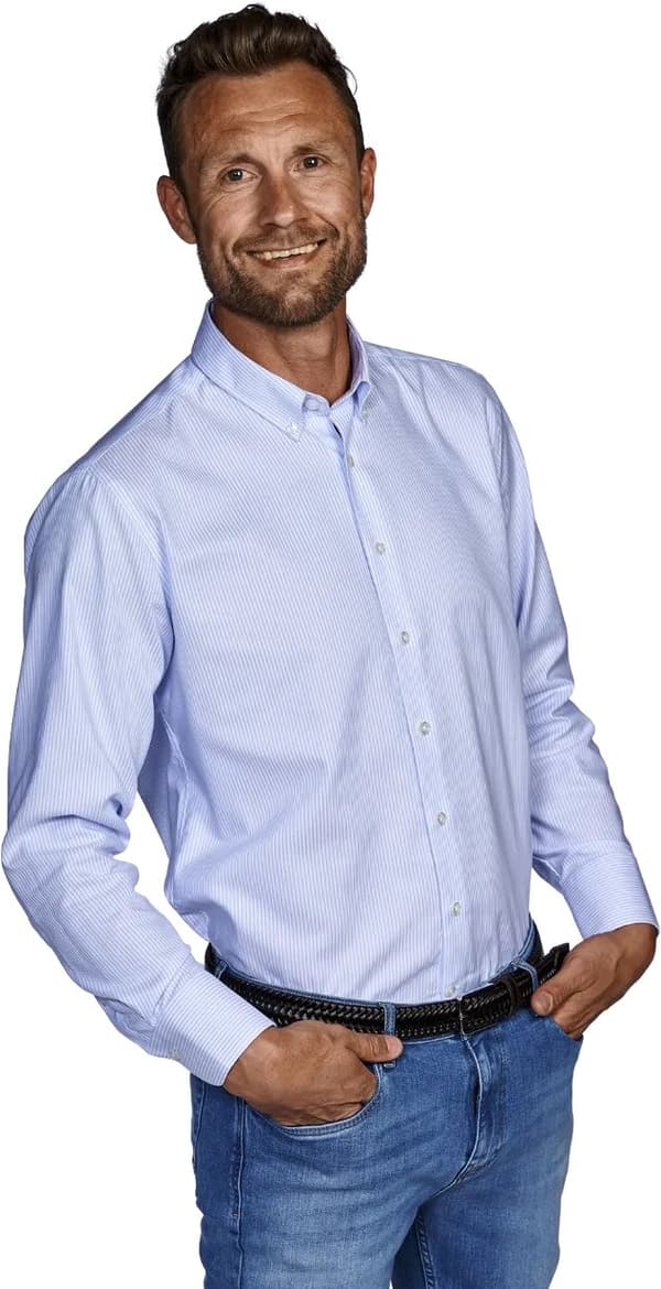 BUTTON DOWN - OXFORT STRIBE - BLUE