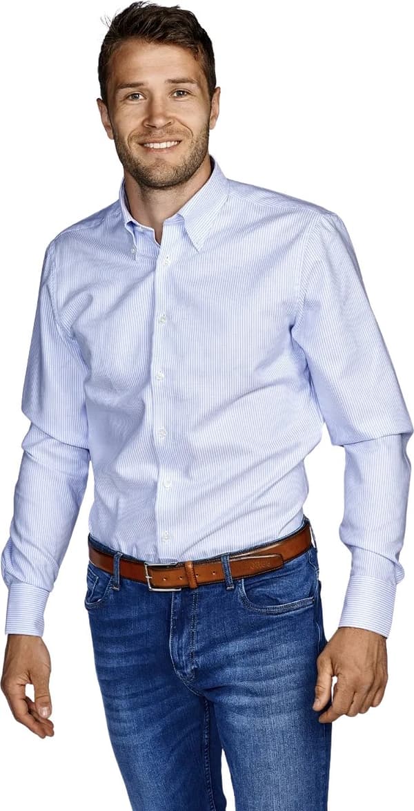 BUTTON DOWN SLIM - OXFORT STRIBE - BLUE