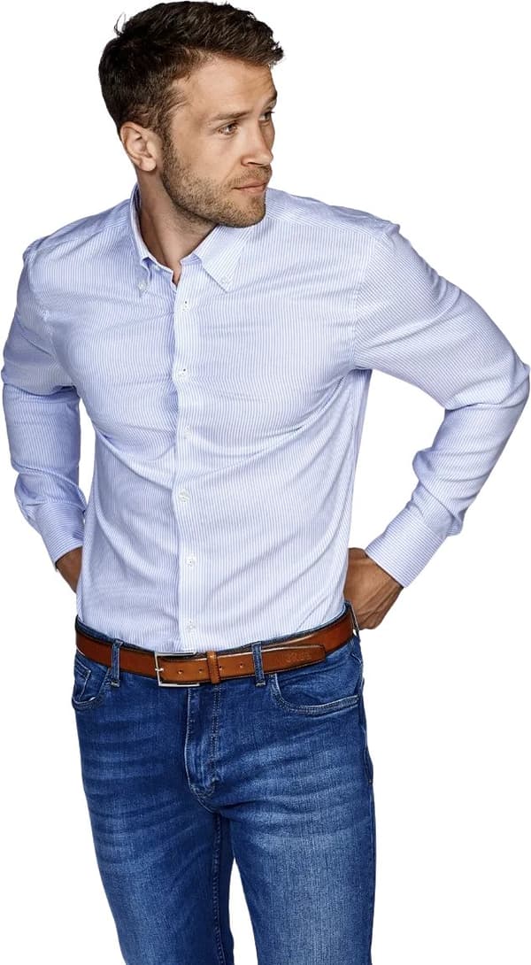 BUTTON DOWN SLIM - OXFORT STRIBE - BLUE