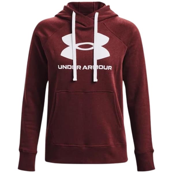 Under Armour Women's Rival Fleece Logo Hoodie Burgundy 1356318 690