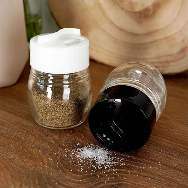 Salt- och pepparkar i glas, set om 2