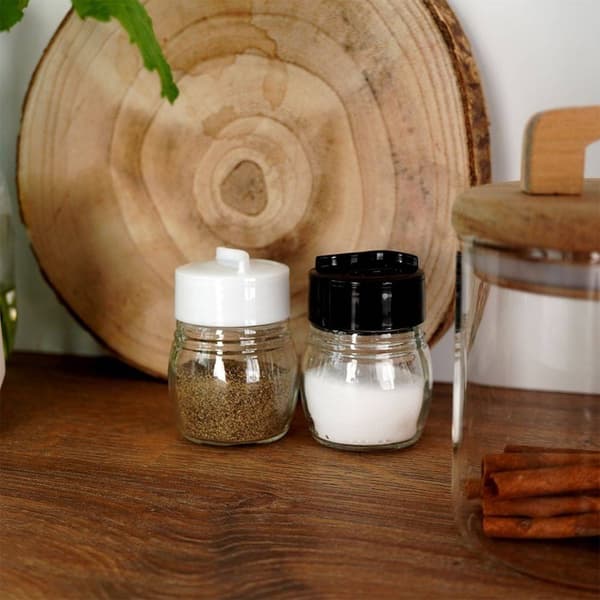 Salt- och pepparkar i glas, set om 2