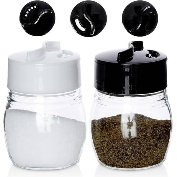 Salt- och pepparkar i glas, set om 2