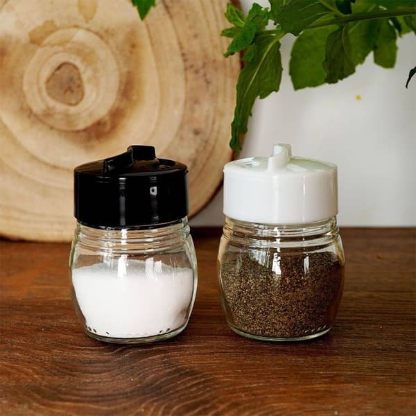 Salt- och pepparkar i glas, set om 2
