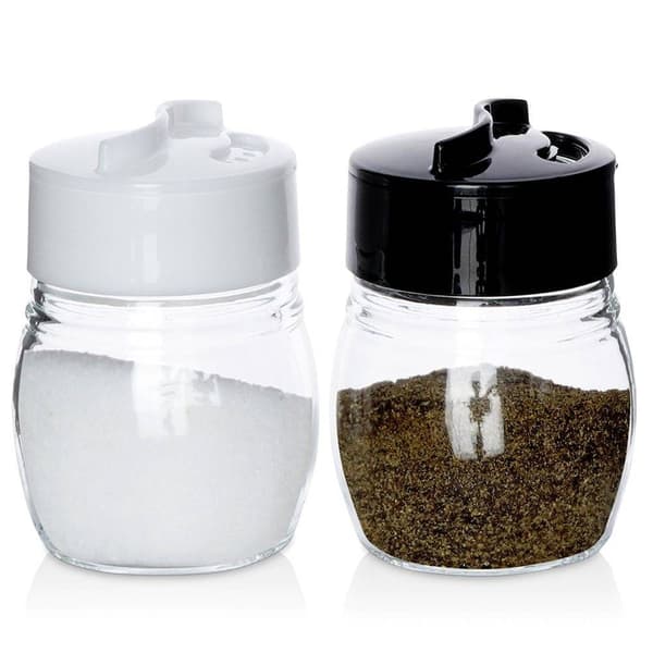 Salt- och pepparkar i glas, set om 2