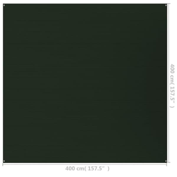vidaXL Telttamatto 400x400 cm tummanvihreä HDPE