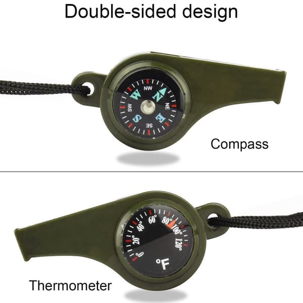 Praktiskt 3 i 1 Överlevnads Visselpipa, Kompass, Termometer