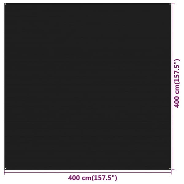 Telttamatto 400x400 cm musta HDPE