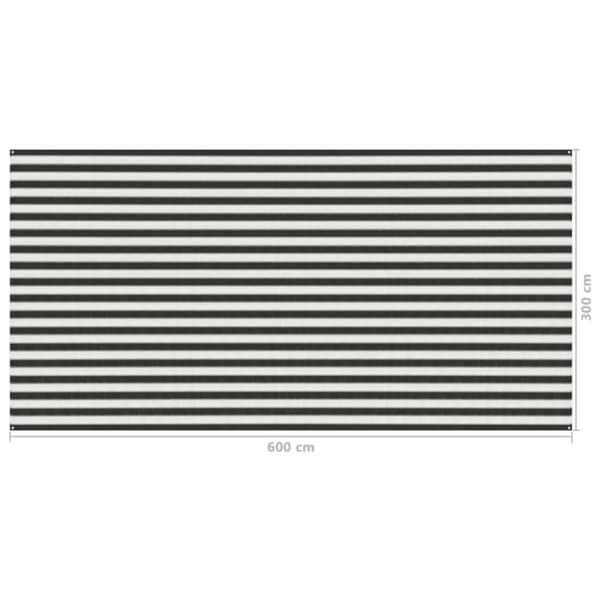 Telttamatto 300x600 cm antrasiitti ja valkoinen