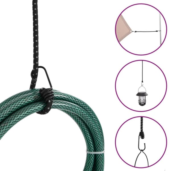 vidaXL Strikksnorer med refleksstrimler og kroker 10 stk 88 cm