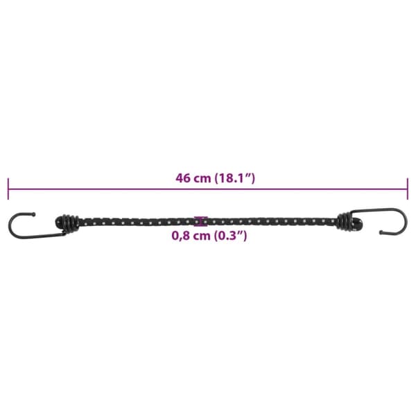 vidaXL Strikksnorer med refleksstrimler og kroker 25 stk 46 cm