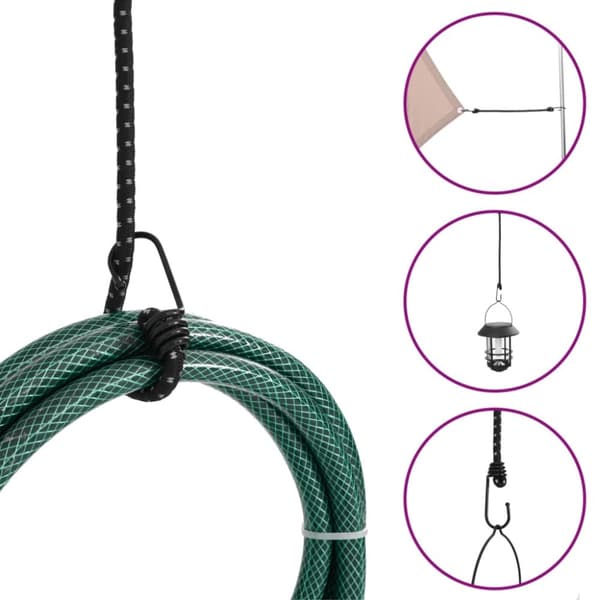 vidaXL Strikksnorer med refleksstrimler og kroker 25 stk 38 cm