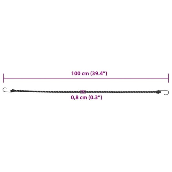 vidaXL Strikksnorer med refleksstrimler og kroker 25 stk 100 cm