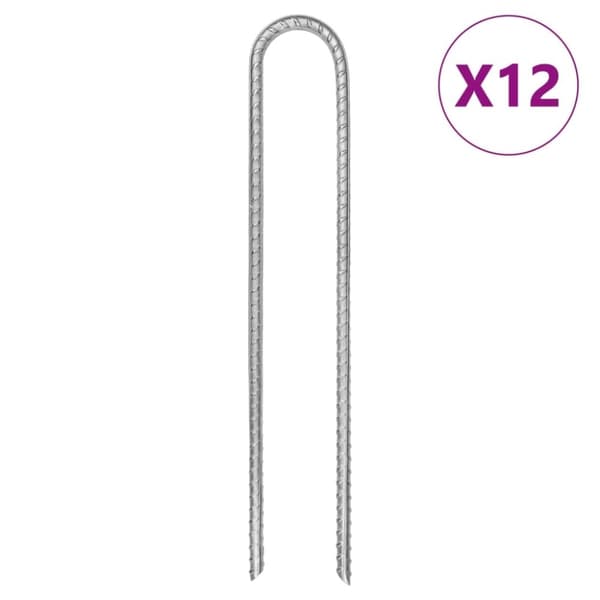 vidaXL Tältpinnar 12 st U-formade 30 cm Ø7 mm galvaniserat stål