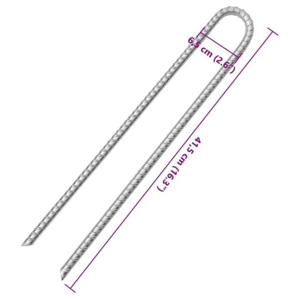 vidaXL Tältpinnar 12 st U-formade 41,5 cm Ø12 mm galvaniserat stål