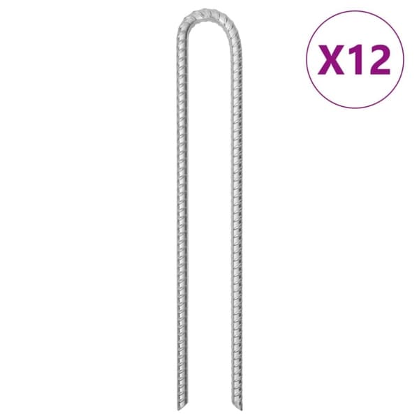 vidaXL Teltplugger 12 stk U-formet 41,5 cm Ø12 mm galvanisert stål