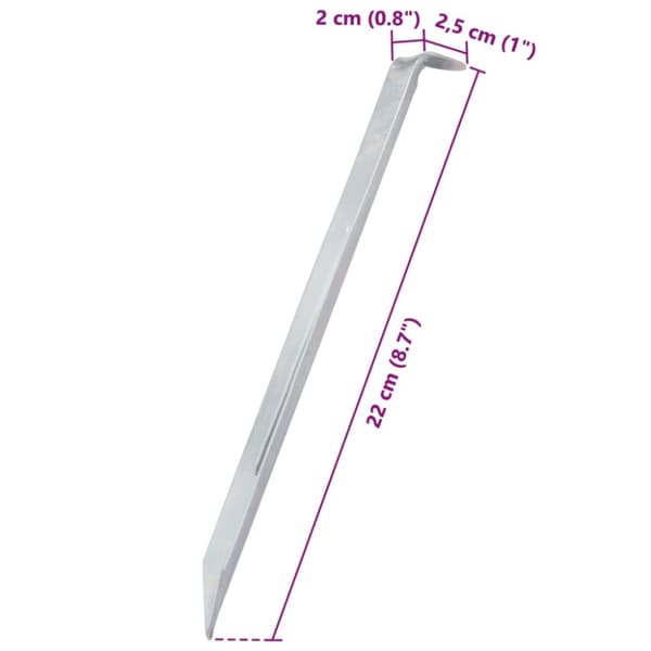 vidaXL Tältpinnar 24 st 22 cm Ø20 mm galvaniserat stål