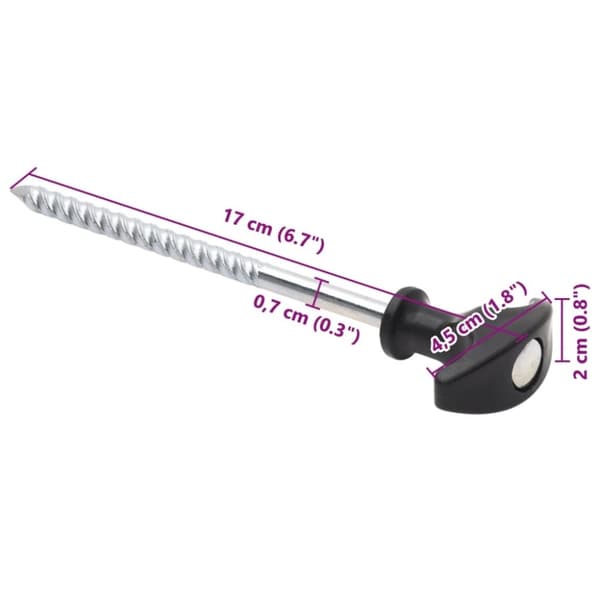 vidaXL Tältpinnar 24 st 17 cm Ø7 mm galvaniserat stål