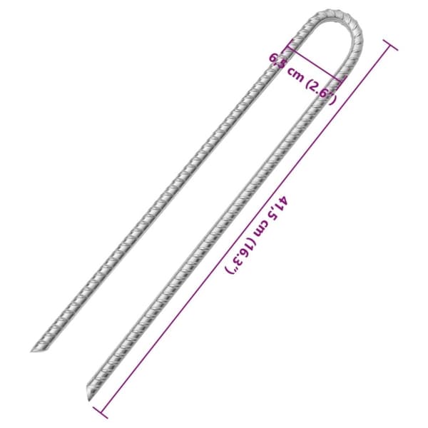 vidaXL teltpløkker 6 stk. U-form 41,5 cm Ø12 mm galvaniseret stål