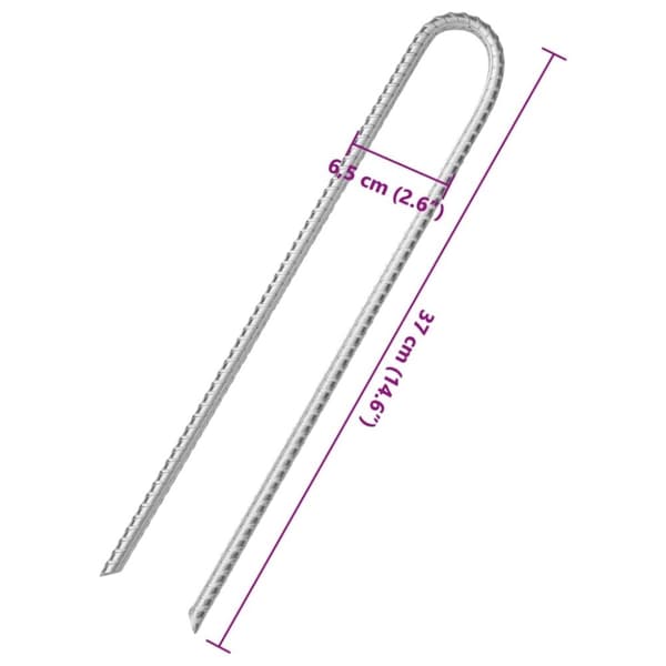 vidaXL Teltplugger 6 stk U-formet 37 cm Ø10 mm galvanisert stål