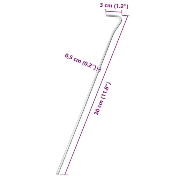 vidaXL Teltplugger 50 stk 30 cm Ø5 mm galvanisert stål
