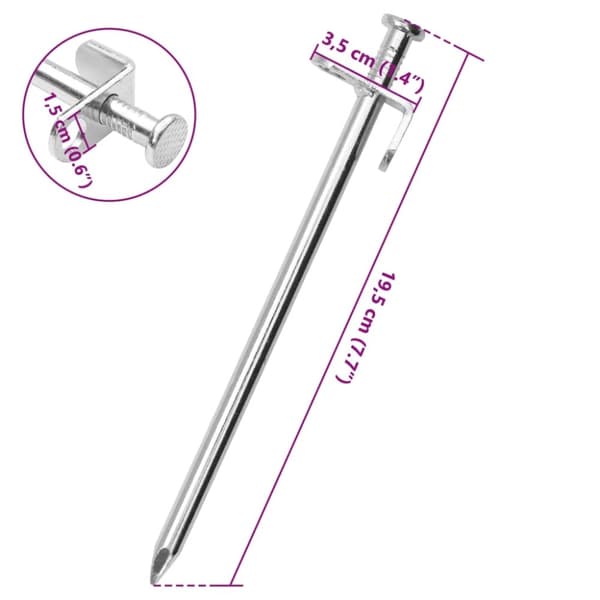 vidaXL teltpløkker 24 stk. 19,5 cm 8 mm galvaniseret stål