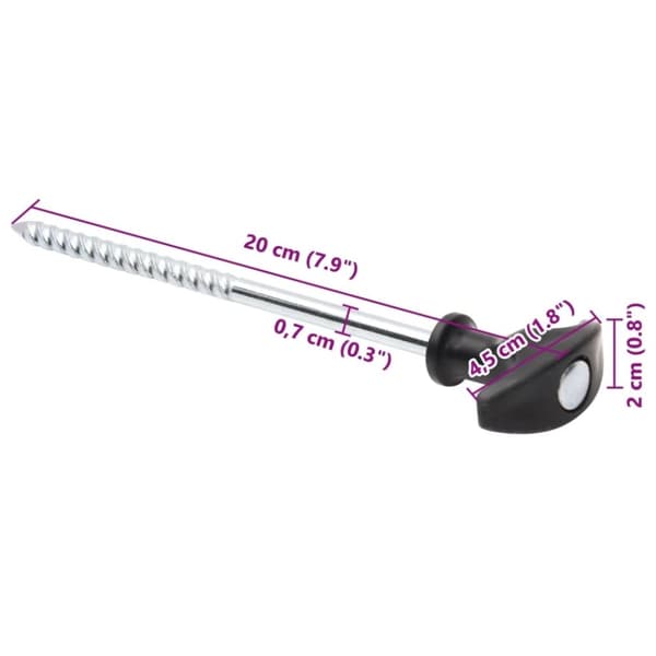 vidaXL teltpløkker 24 stk. 20 cm Ø7 mm galvaniseret stål