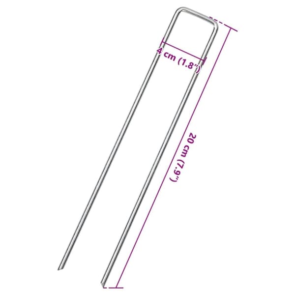 Markpinne U-format 25 st 20x4 cm galvaniserat stål