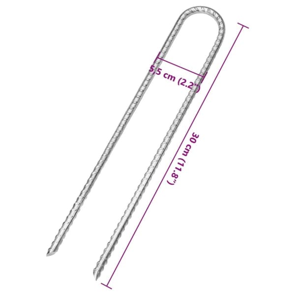 teltpløkker 12 stk. U-form 30 cm Ø7 mm galvaniseret stål