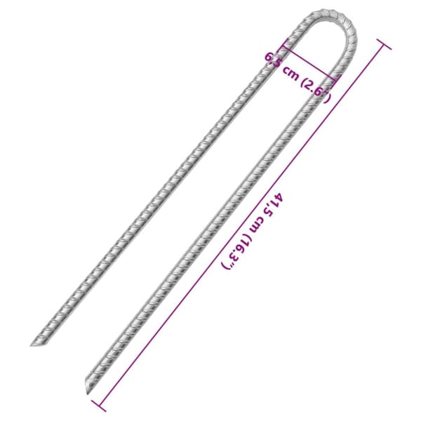 Tältpinnar 12 st U-formade 41,5 cm Ø12 mm galvaniserat stål