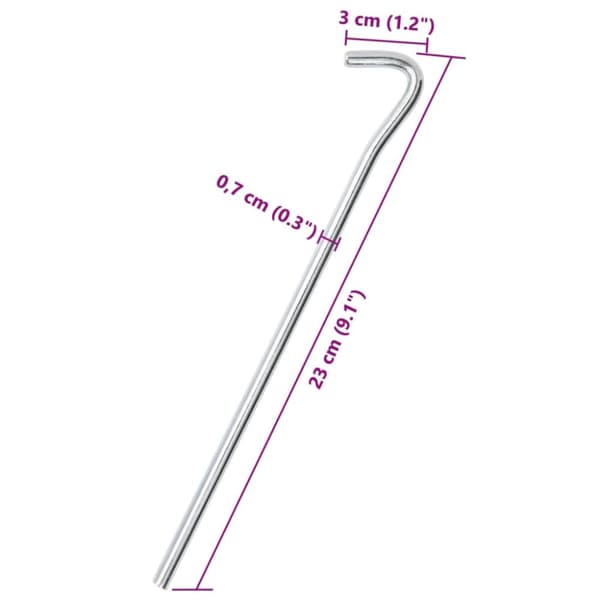 Telttatapit 50 kpl 23 cm Ø7 mm galvanoitu teräs