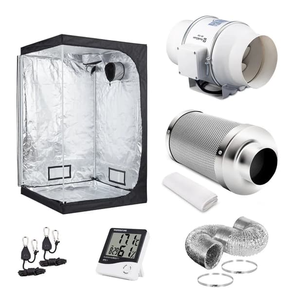 Inomhusväxttält, hållbart 600D Oxford-tyg, högreflekterande Mylar,Kit F, Kombination 1