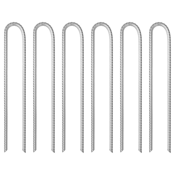 Tältpinnar 6 st U-formade 37 cm Ø10 mm galvaniserat stål