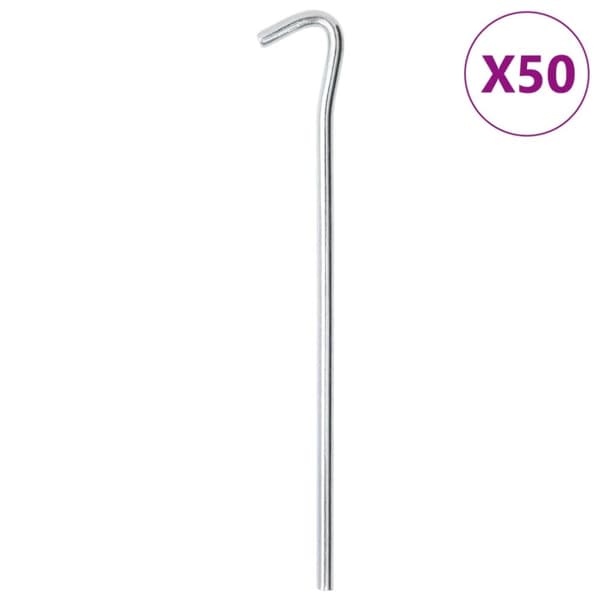 Tältpinnar 50 st 23 cm Ø7 mm galvaniserat stål