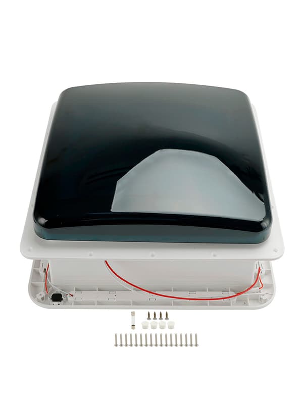 RV-takventil, 3-hastighetsmotor, manuell drift, LED-lampa,svart
