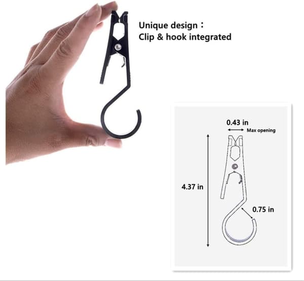 Lollanda Multifunktionella tältklämmor, Svart utomhus återanvändbara campingtältklämmor– 4/12 st, 8,5x2 cm, För Tält och Presenningar